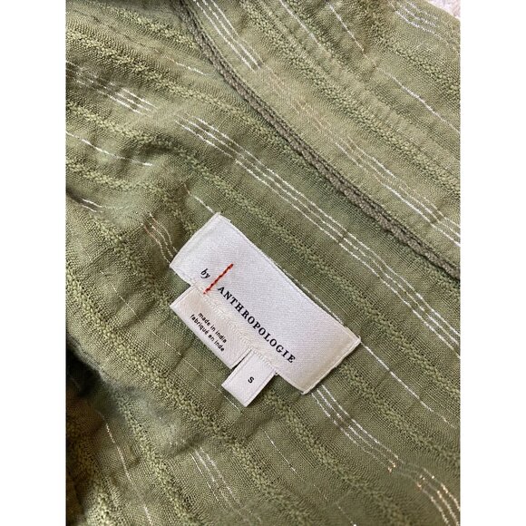 Anthropologie Green Pintuck Shirt Dress Button Up Long Sleeve Women size Small - Picture 4 of 16